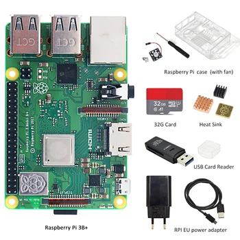 Na sklade Raspberry pi 3b plus displej kit +5 palcový displej + 32 G TF karta + multi-card reader + chladič +EU/US napájanie+prípade
