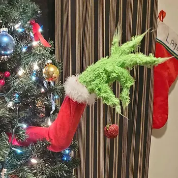 Chlpaté Zelená Grinch Rameno Ornament Držiak pre Vianočný Stromček na Vianoce Domov Party doprava Zadarmo