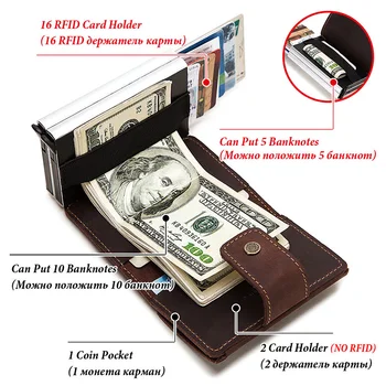2020 Mužov Automatické Kreditnej Karty Držiteľ Šialený Kôň, Krava Kožené Peňaženky Hliníkovým Mini Peňaženka na Mince Kabelku ID Karta RFID Blokovanie Perse