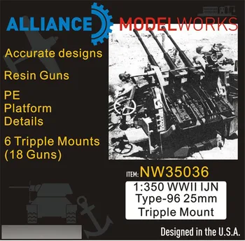 1/350 druhej svetovej VOJNY IJN Typ-96 25 mm Triple Mount - 6 Triple Úchytky (Živica+PE) NW35036 Model Súpravy