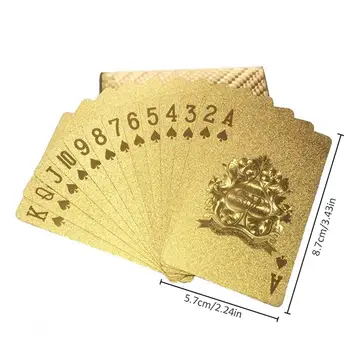 Zlaté Hracie Karty Hry Luxusné Zlaté Fólie Poker Nastaviť Mriežka Plastová Fólia Poker Trvanlivé Nepremokavé Karty Darček Kolekcie 24K