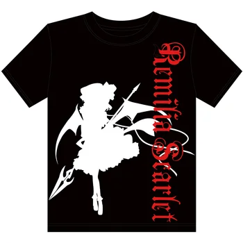 MGFHOME Anime JK Touhou Projektu Remilia Scarlet T-Shirt Cosplay Black Topy Unisex Tričko Krátky Rukáv Košele Ženy Muži tričko
