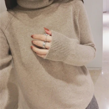 Gejas Ainyu 20autumn zimné cashmere sveter ženy pulóver vysoký golier turtleneck sveter ženy farbou lady basic sveter