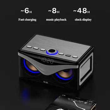 Cool Sova Dizajn, Bluetooth, Reproduktor, LED Blesk Bezdrôtový Reproduktor pre tv vonkajšie subwoofer, FM Rádio, Budík TF Podpora Kariet