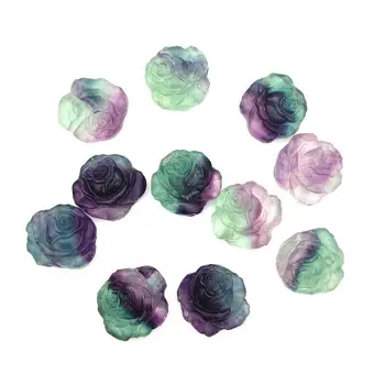 Krásne Prírodné Fialová Zelená Fluorite Rose Tvarované Ručne Vyrezávané Crystal Kvet Kamene Liečivé Dekor Prírodné Kryštály Kremeňa