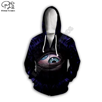 Horor oko 3d Vytlačené Unisex hoodies hip hop Móda Halloween Mikina s Kapucňou na zips hoodies mužov pre ženy drop shipping