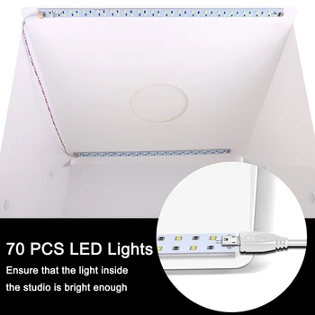 17 Palcov Prenosný Fotografie Photo Studio, Inovovaná Verzia Led Svetlo Prenosný Mini Foto Light Box Štúdio S 2 ks Led Svetlo
