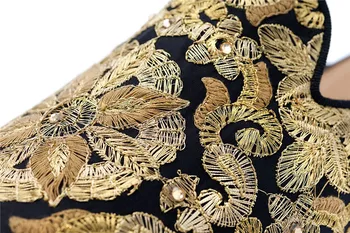 Luxusné, Ručne Vyrábané Zlaté Výšivky Tkaných Čierne Plátno Papuče Mužov Pošmyknúť Na Ploché Mokasíny Mužské Topánky Bežné Chaussure Homme 2019