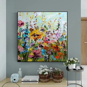 Rôzne Kvety Abstraktnú Olejomaľbu Wall Art Domova Moderný Obraz Olejomaľba Na Plátne Handpainted Č Rámovanie