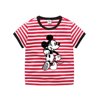 Disney detské krátke rukávy t-shirt bavlnené tričko Mickey zväzkový vzor pre chlapcov a dievčatá topy tričko detské t-shirt lete
