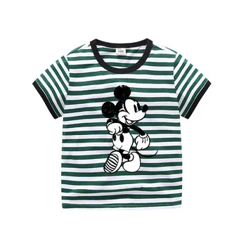 Disney detské krátke rukávy t-shirt bavlnené tričko Mickey zväzkový vzor pre chlapcov a dievčatá topy tričko detské t-shirt lete