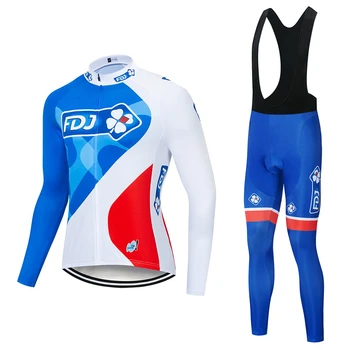 Cyklistické Oblečenie Pro Tímu FDJ Long Sleeve Jersey Nastaviť Závodné Oblečenie Mtb Jednotné Priedušná Triatlon Vyhovovali Maillot Ropa Ciclismo