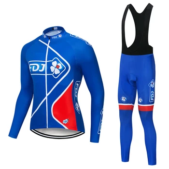 Cyklistické Oblečenie Pro Tímu FDJ Long Sleeve Jersey Nastaviť Závodné Oblečenie Mtb Jednotné Priedušná Triatlon Vyhovovali Maillot Ropa Ciclismo