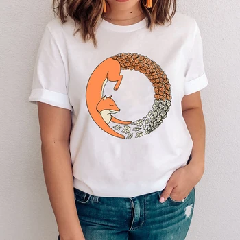 Ženy Grafické Mujer Camisetas Oblečenie Tlač Fox Cartoon Zvierat Šaty Lady Topy Tees Oblečenie Tlač Žena Tričko T-Shirt
