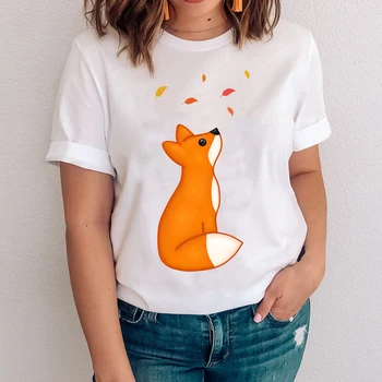 Ženy Grafické Mujer Camisetas Oblečenie Tlač Fox Cartoon Zvierat Šaty Lady Topy Tees Oblečenie Tlač Žena Tričko T-Shirt