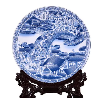 Jingdezhen Krásnych Riek A Hôr, keramické dekoračné dosky závesné dosky dekorácie doska na stenu krajinomaľbou