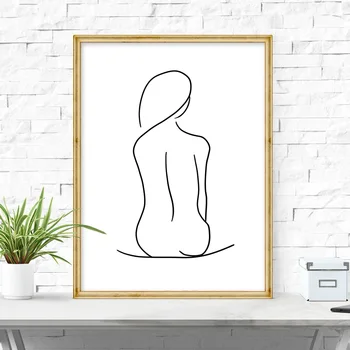 Linka Kreslenie Sexy Dievča Telo Abstraktnej Maľbe Nordic Plagáty A Tlačí Na Steny Umelecké Plátno Na Maľovanie Obrazov Na Stenu Pre Obývacia Izba