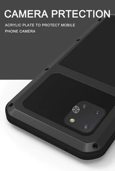 Láska Mei Pre Samsung Galaxy Note 10 Lite Kovové Hliníkové Brnenie Shockproof Ťažkých Prípade ochranný Kryt+Gorilla Glass