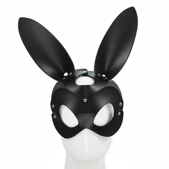 Bunny Pokrývky hlavy očná maska slave kože hlavy otroctva zdržanlivosť úlohu hrať pár hier SM Exotické Doplnky Nástroj Otrok, sex hračky