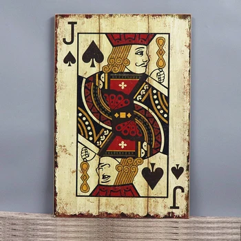 Drevené Poker Stenu Decor Retro KARTY Podpísať Vintage Domova pre Prihlásenie Hotela/Kaviareň /Bar