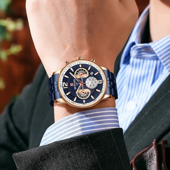 ODMENA Pánske Hodinky Top Luxusné Značky Nepremokavé Business Quartz Hodinky Mužov Chronograf Plnej Ocele Analógové Náramkové hodinky Kalendár