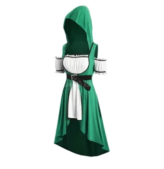 Stredoveké Renesančné šaty Vintage Ženy Čarodejnice Sprievodca Plášť Tunika Pás Elf Princess Maxi Šaty Upír Hoodies Cosplay Kostýmy