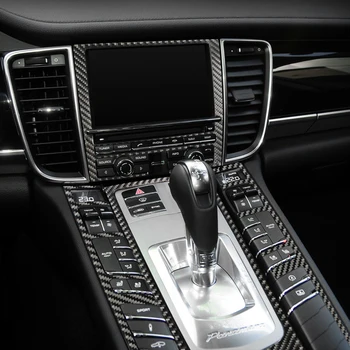 Pre Porsche Panamera 970 2010 - 2016 Uhlíkových Vlákien CD Kontroly Radenie Panel Dekoratívny Kryt Auto Styling Nálepky Accessorie