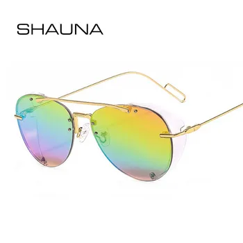 SHAUNA Ultralight Steampunk slnečné Okuliare Módne Punk Odtiene UV400
