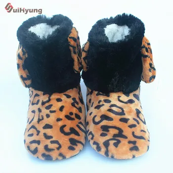 Nové Teplé Zimné Ženy Krytý Bavlna Topánky Domov Poschodí Ponožky WarmFluffy Plyšové Papuče Leopard Chlpaté Sklzu Na Mäkké Non-slip Byty