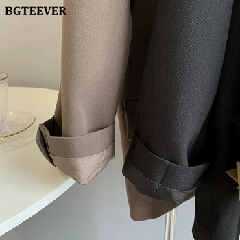 BGTEEVER Elegantné Voľné Double-breasted Sako Bundy Ženy Office Nosiť Úplný Rukáv Pevné Žena Bunda Outwear 2020