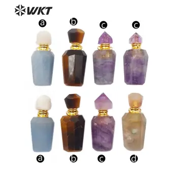 WT-P1485 WKT Prírodného Kameňa Parfum Fľašu Prívesok S Zlata elektrolyticky pokrývajú Dvojité Obvodové Romantický Prívesok Mosadz Módny Prívesok