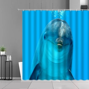 3D Ocean Dizajn Sprchový Záves Nastaviť Dolphin Žralok Veľrybí Loď Nepremokavé Vaňa Záclony Polyester Textílie Kúpeľňa Domáce Dekorácie