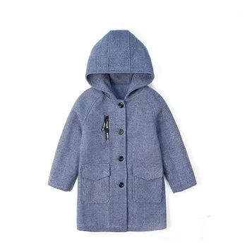 Chlapci vlnené kabát kórejská verzia 2020 detí jesenné a zimné oblečenie plus velvet hrubé slim strednej dĺžky vlnené kabát
