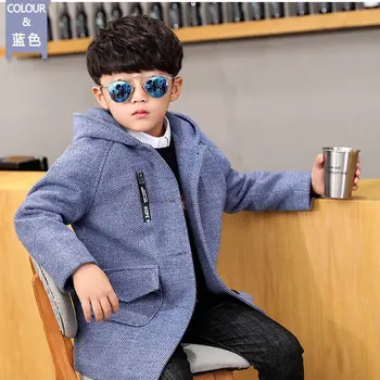 Chlapci vlnené kabát kórejská verzia 2020 detí jesenné a zimné oblečenie plus velvet hrubé slim strednej dĺžky vlnené kabát
