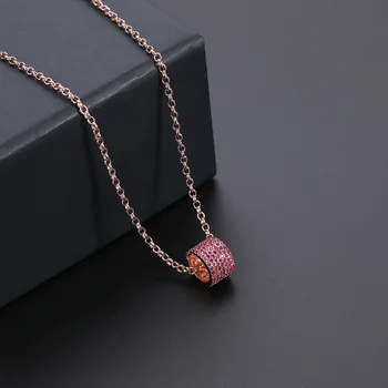 Ružová oranžová Romantická Princezná vykladané s šperky, kolo barel, diamantový náhrdelník, jednoduché a elegantné retro ženy značky šperky