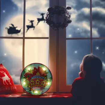 5D DIY Diamond Maľovanie Lampa LED Vianočné Dekorácie Pre Domov Santa Claus Vianoce a Šťastný Nový Rok Dekorácie Domova