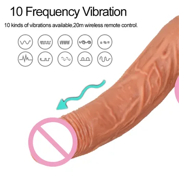 Bezdrôtové automatické teleskopické rotácia vykurovacích vibračné dildo penis falus ženská masturbácia, sexuálne hračky, tovar pre dospelých žien