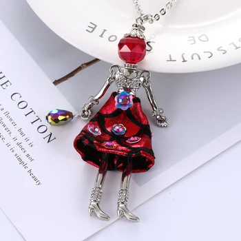 Módne Šperky Crystal Vyhlásenie Kvetinový Bábika Náhrdelník Šaty Ručné Francúzsky Bábika Prívesok Novinky Zliatiny Dievča Ženy Darček