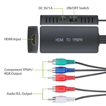 5RCA RGB Komponentné Video YPbPr +R/L Audio Adaptér Converter Pre PS3 360 HDTV Monitor, Projektor kompatibilný s HDMI