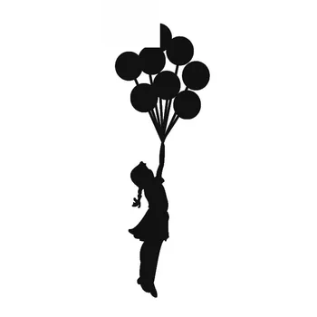 Auto Samolepky Legrační Dievča Drží Balóny PVC Auto Dekorácie, Nálepky Vodotesný Kryt Škrabancov, Čierna/biela, 17 cm*6typ