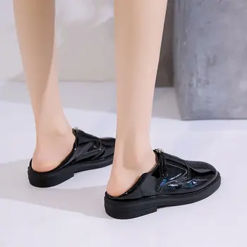 Xiaying Úsmev na Jar roku 2020 nové dámske topánky wild mokasíny vpredu na zips, dve nosiť malé kožené topánky