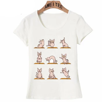 Sphynx Mačka Yo.ga Dizajn T-Shirt Módne Ženy T-Shirt Krásne Mačiatko Zen Print T Shirt Príležitostné Letné Topy Roztomilý Dievča Tees