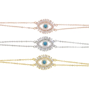Bageta cubic zirconia CZ oko náramok 3 farby luxusné Nádherné ženy darček Turquoises Gem Lesklé Elegantné zlým okom šperky