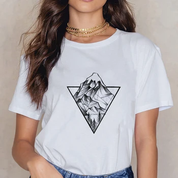 Pop Trendy Nové T-shirt Žena sa Týči do neba horách Grafické tlač tričko Ženy Voľné Lacné Streetwear T Tričko