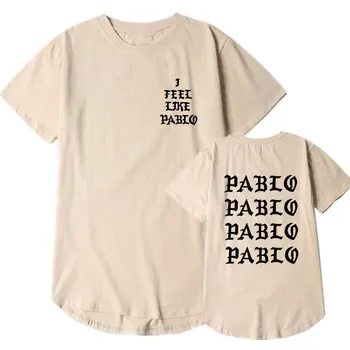 Kanye West mám Pocit, že Pablo T shirt Mužov Streetwear Sociálny Klub Rapper T-Tričko Bavlna Kolo Golier, Hem Hip Hip Tričko