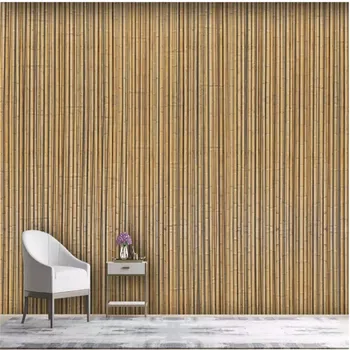 Vlastné Čínsky Múr Papier 3D Stereoskopické Zlatý Bambus Pletená Line Žltá nástennú maľbu, Tapety, pre Obývacia Izba Abstraktných De Parede 3D
