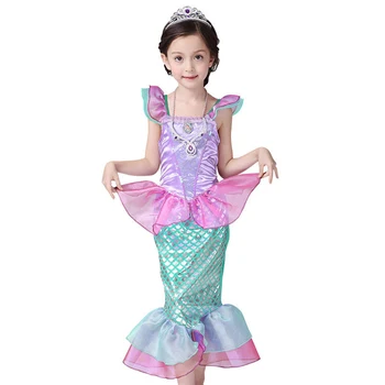 Dievčatá, Malá Morská Víla Ariel Princezná Šaty Cosplay Kostýmy Pre Deti Baby Girl Morská Víla Zdobiť Sady Deti Halloween Oblečenie