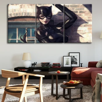 Plátno Na Maľovanie Domov Dekoratívne 3 Ks Catwoman Obrázky Moderné Tlačených Znakov Plagát Na Steny V Obývacej Izbe Umelecké Diela Rám
