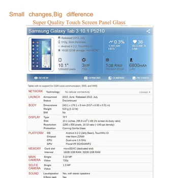 10Pcs/Veľa Pre Samsung Galaxy Tab 3 10.1 P5200 P5210 Dotykový Displej Digitalizátorom. Panel Senzor P5200 Predné Vonkajšie Sklo Náhradné
