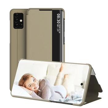 Atittu Telefón puzdro pre Samsung Galaxy A51 A71 puzdro Plexisklo Bočné Okno Vymazať Zobrazenie Kože Flip Book obal pre Samsung A51